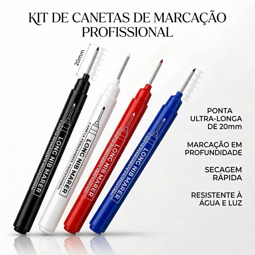 Kit 2/4/6 Canetas Marcadores Permanente Ponta Longa 20mm Para Madeira , Cerâmica E Construção