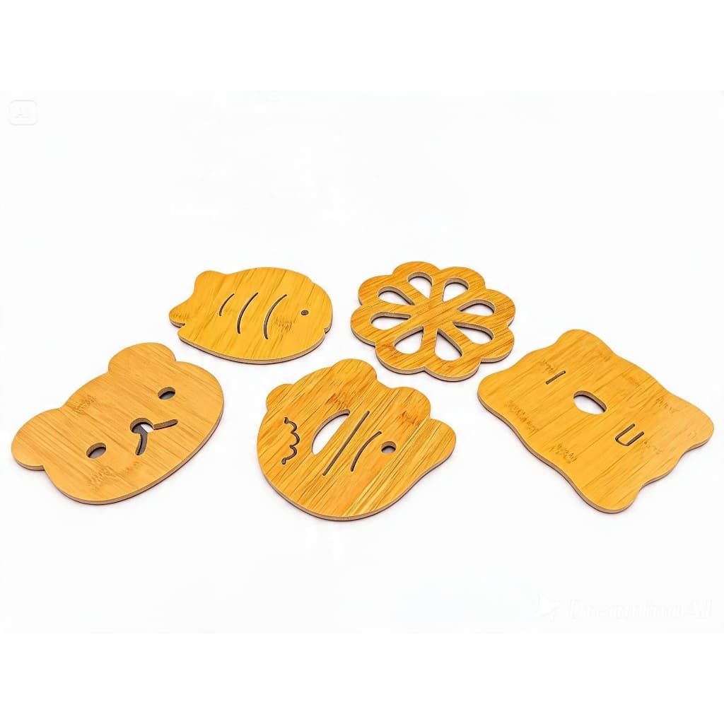 Descanso de panela para mesa - mdf com folha de bambu, Leve e Resistente, Ideal para Mesa Posta