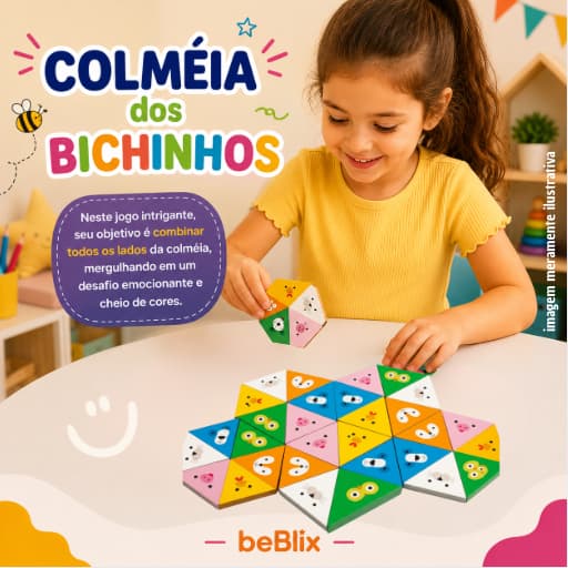 Jogo Puzzle Infantil Colmeia Bichinhos Autismo TEA TDAH Concentração Pedagógico Criativo Madeira 5 Anos