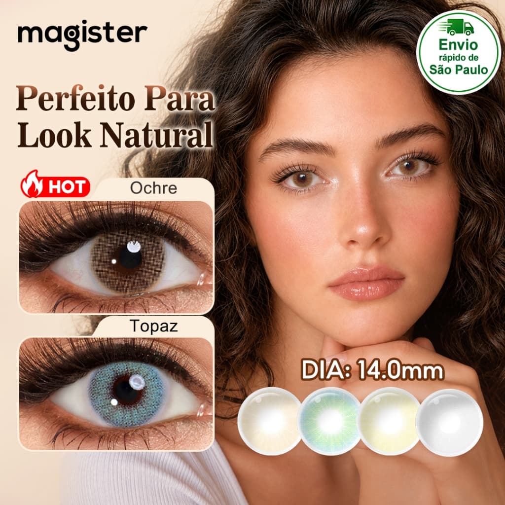 [0.00~-8.00] lente de contato com grau colorida natureza Hidrocor Topaz Amber 14.0mm 1 par 6 meses