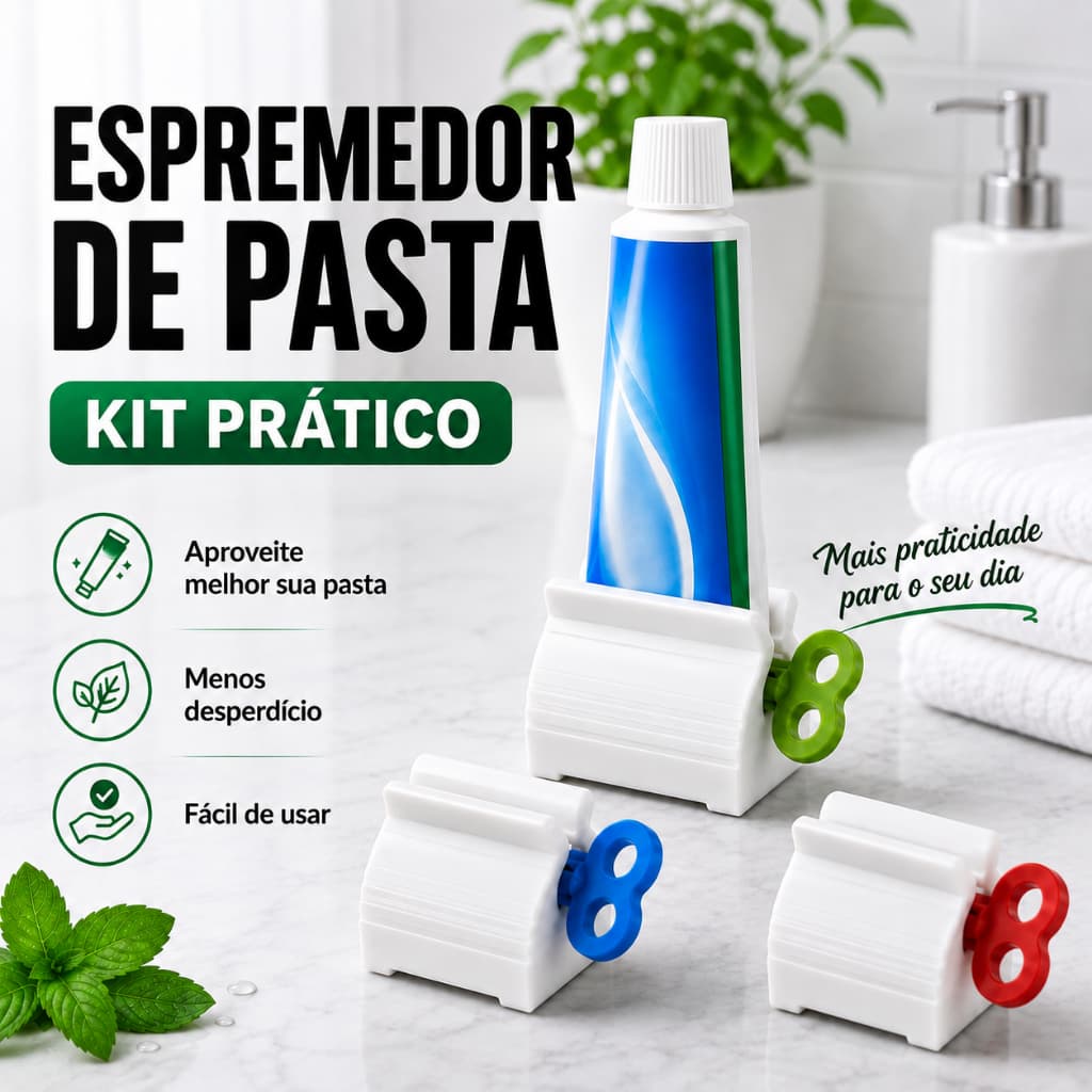 Espremedor de Pasta de Dente Giratório Evita Desperdício, Fácil de Usar Novidade