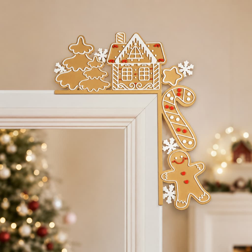 Enfeite de Natal para Canto de Porta e Mesa – Biscoito de Gengibre Gingerbread Casinha Natalina