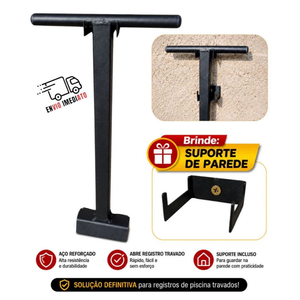 Chave T P/ Registro De Piscina Travado Aço Reforçado + Brinde