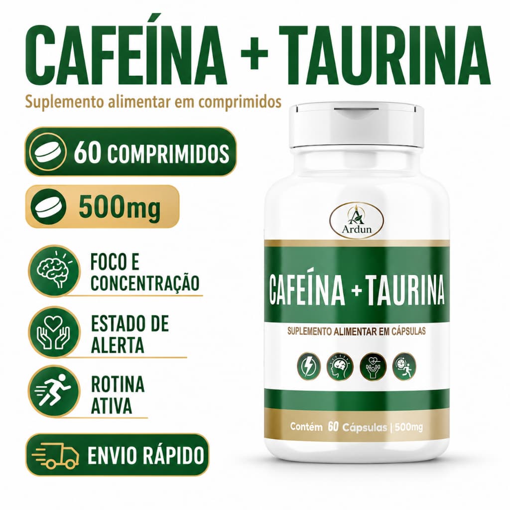 Cafeína Termogênico com Taurina Pré Treino Concentrado 60 comprimidos Ardun