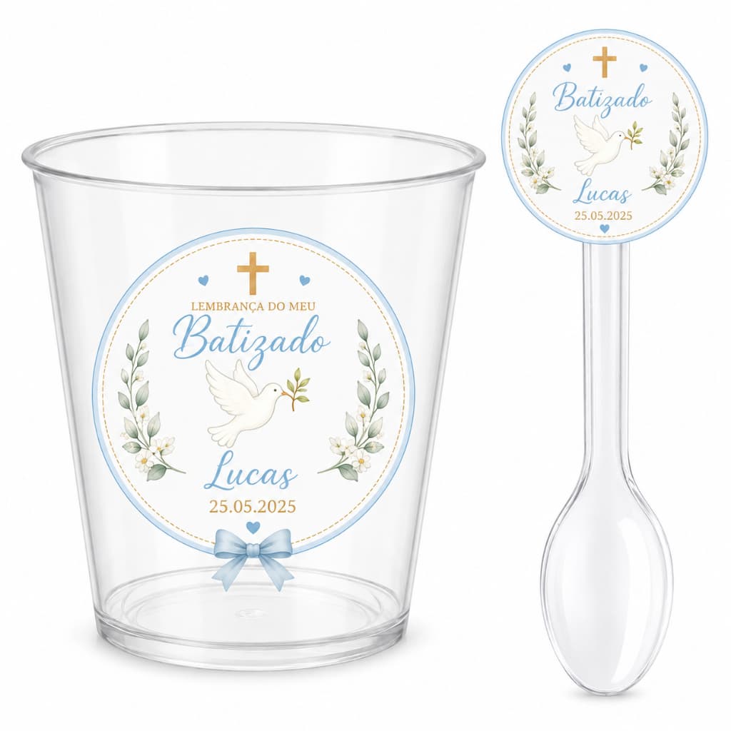 Copinho de Brigadeiro com colher personalizado c/ 120 unidadess(60 copos + 60 Colheres)