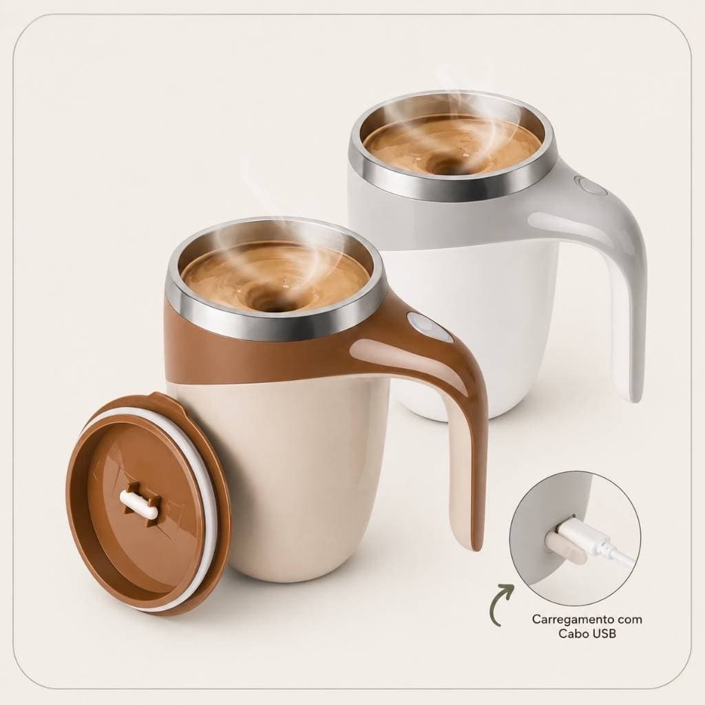 Caneca Misturadora Automática Elétrica USB Recarregável 380ml