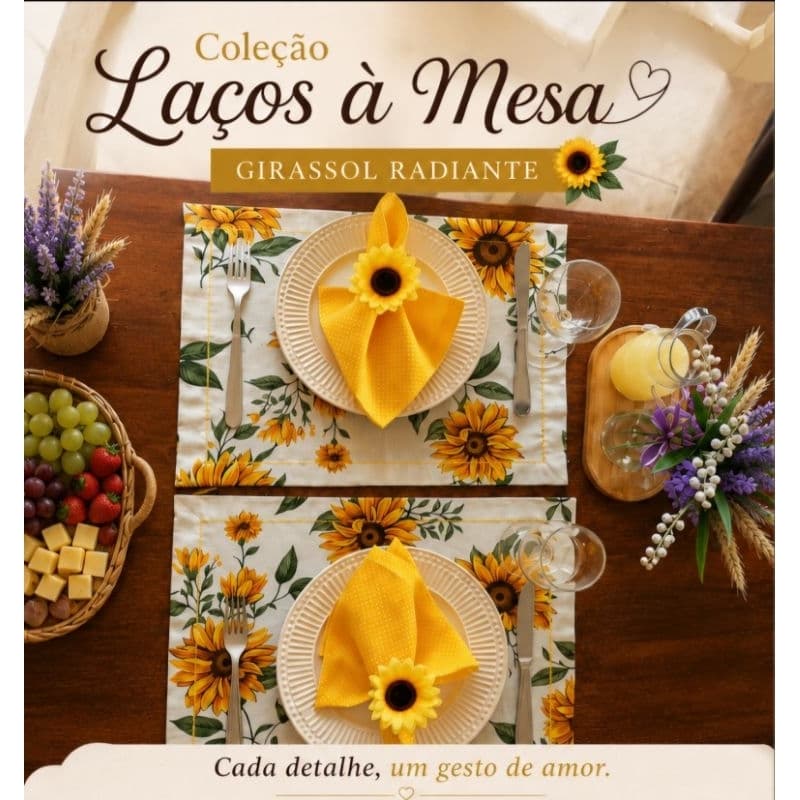 Jogo americano - kit completo para mesa posta -  12 peças  - 4 lugares americano, 4 guardanapos e 4 porta guardanapos