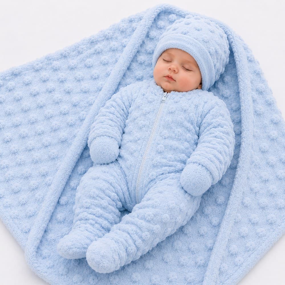 Kit Saída de Maternidade 4 Peças Fleece para Bebê Menina-Menino Tam. RN (0-2 Meses)