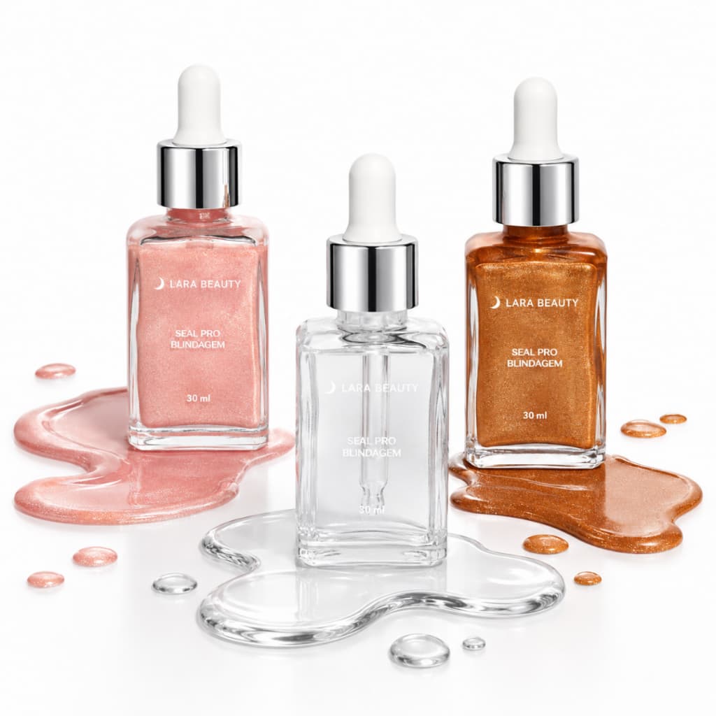 Kit 3 Blindagem Seal Pro 30ml Incolor Bronze Rose Glow Fixador Maquiagem Lara Beauty Primer Diluidor