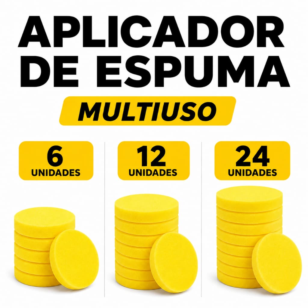 Aplicadores De Espuma Automotivo Amarelo Para Ceras Polidores Revitalizadores de Plásticos Tipo Vonixx Detailer