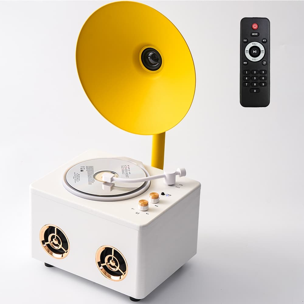 CD Player VEDO com alto-falante, sistema estéreo Hi-Fi doméstico, Bluetooth, CD Player retrô em madeira com toque