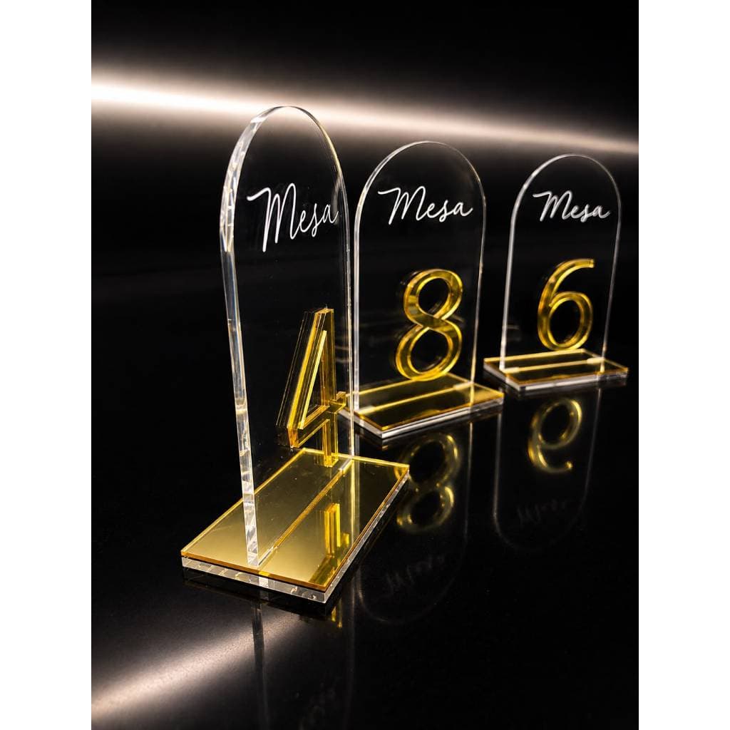 Numeração de Mesa em Acrílico Transparente Personalizada | Número para Casamento e Eventos kit com 10