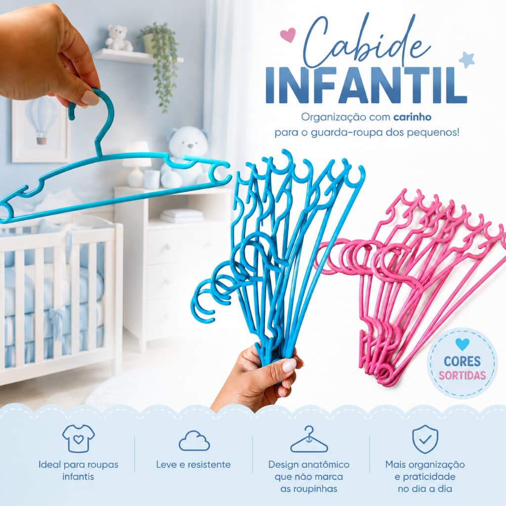 Cabide Kit 50 Unidades Infantil