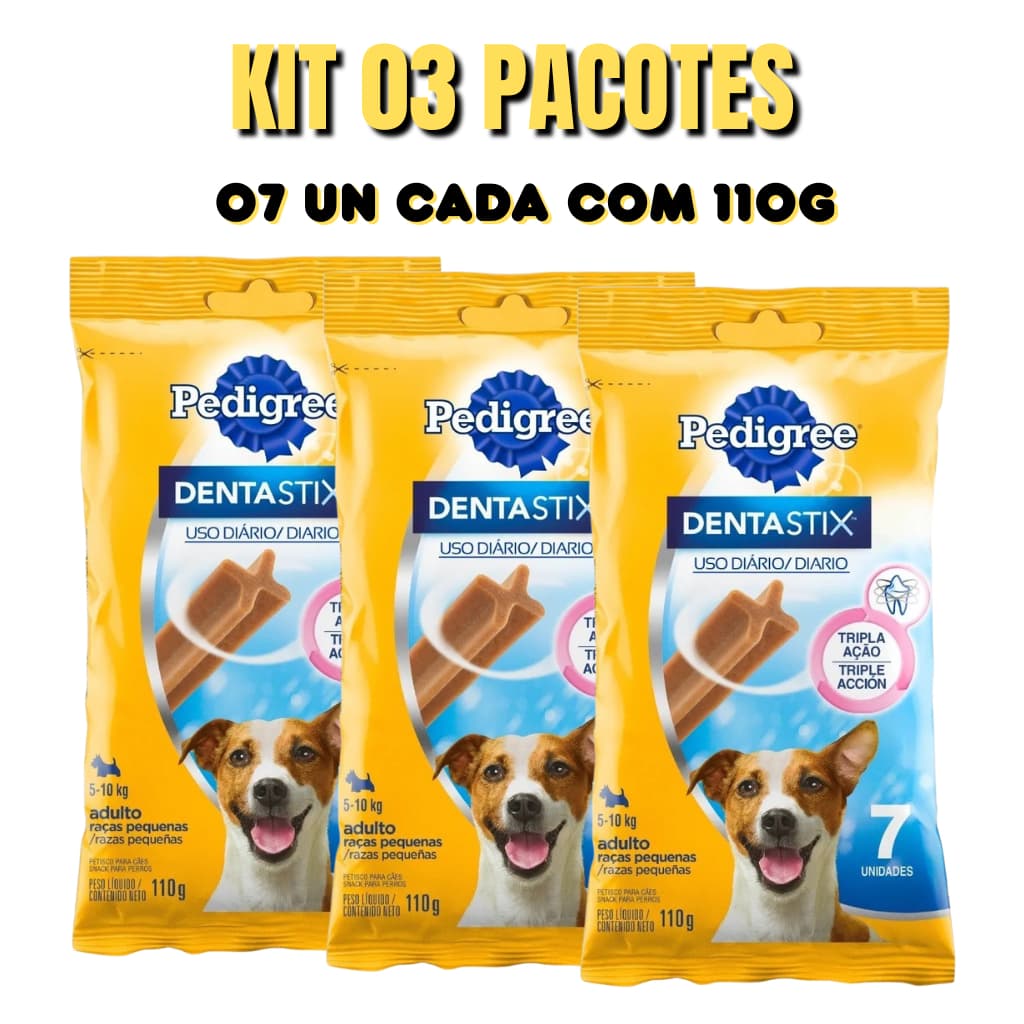 PETISCO CÃO DENTASTIX RAÇAS PEQUENAS 110G 7 UNID KIT 3 PACOTES