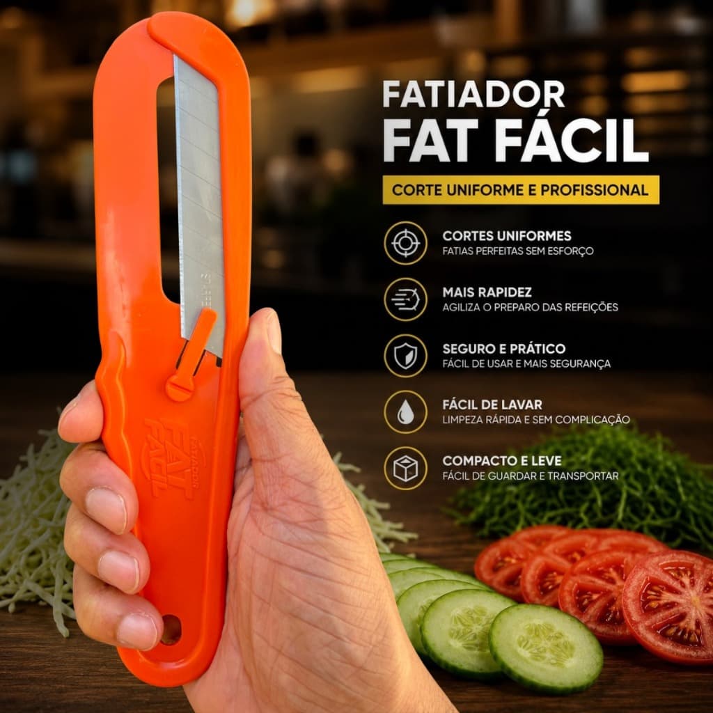 Fatiador de Legumes Laranja 4 em 1 Cortador Multifuncional de Verduras e Vegetais