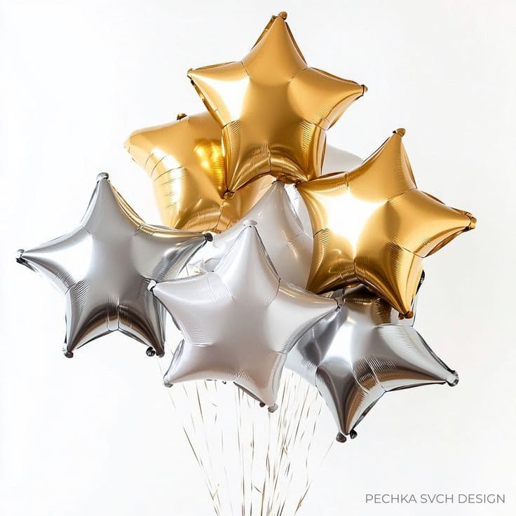 5 Balão Metalizado Estrela 18 Polegadas 45cm Flutua Gás Hélio Festa Decoração