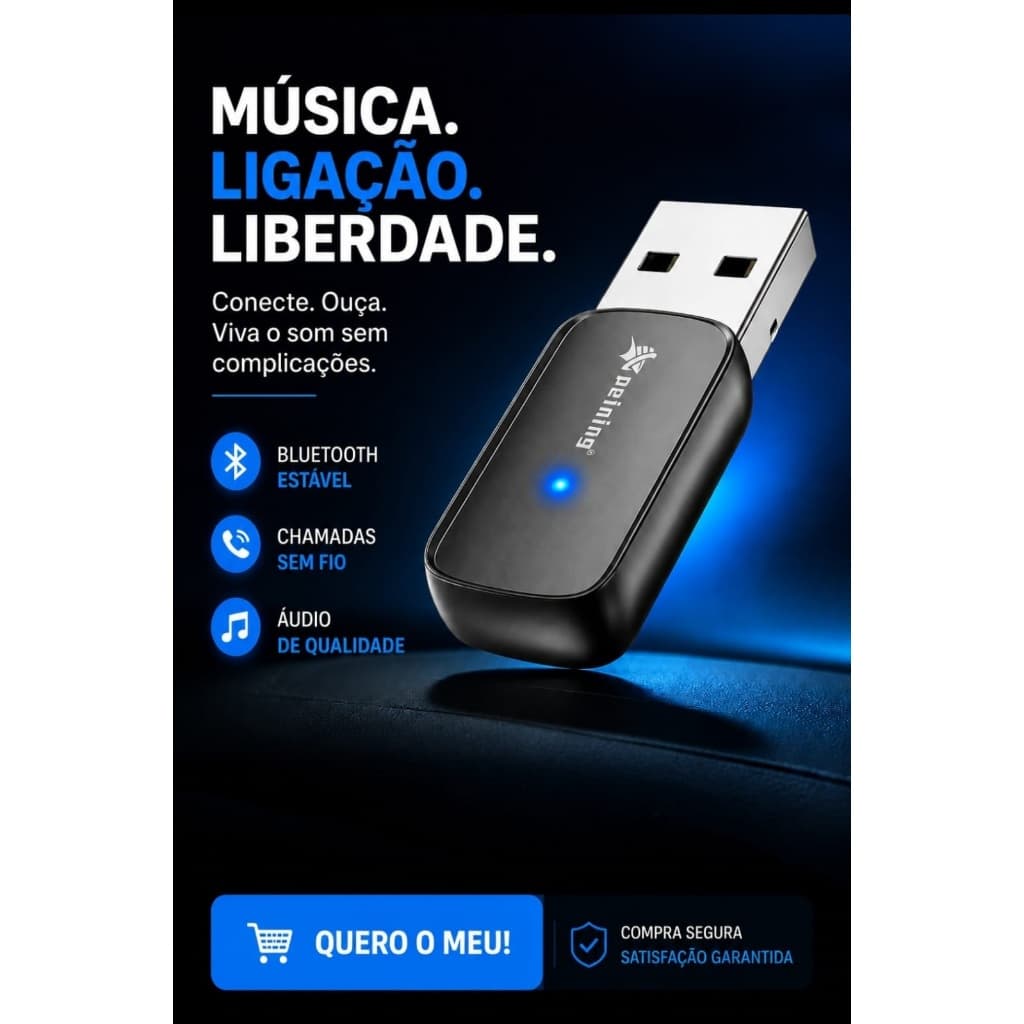 Adaptador Receptor Bluetooth Usb Musica Som Chamada Carro