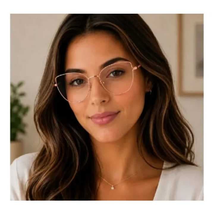 armação para óculos de grau feminino moderno gatinho de metal para oculos de grau leitura