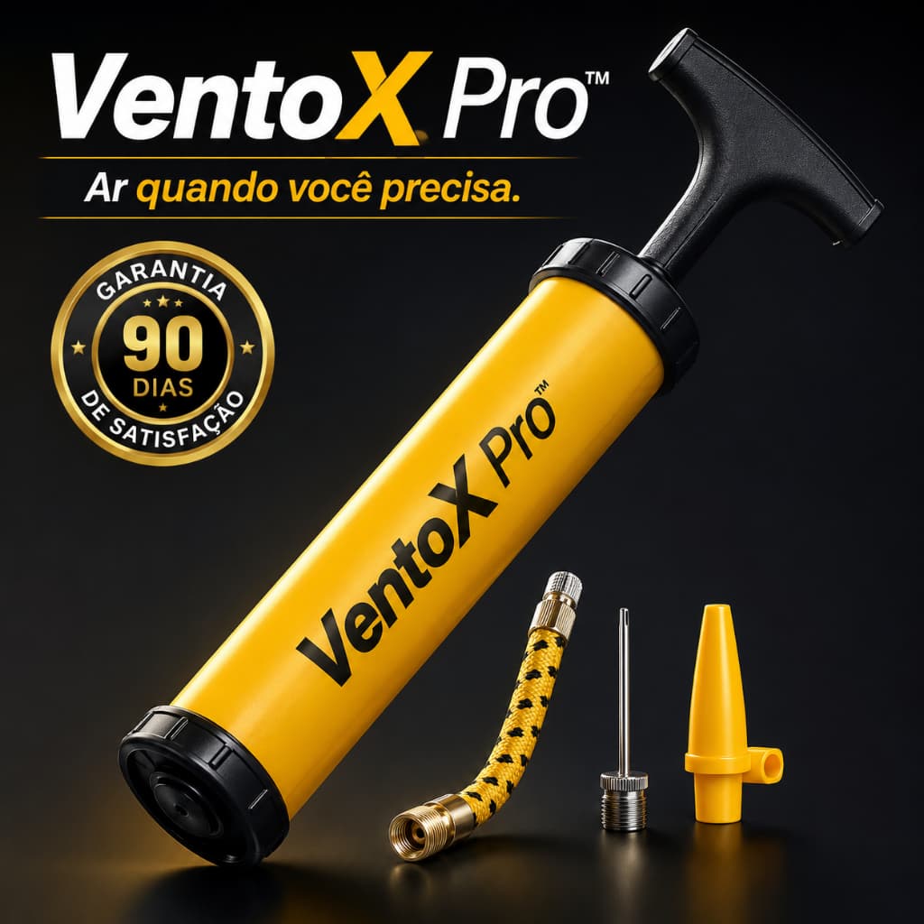 Bomba de Ar Manual Portátil 24cm Alta Pressão Inflador com Adaptadores para Pneus, Bolas e Infláveis VentoX Pro™