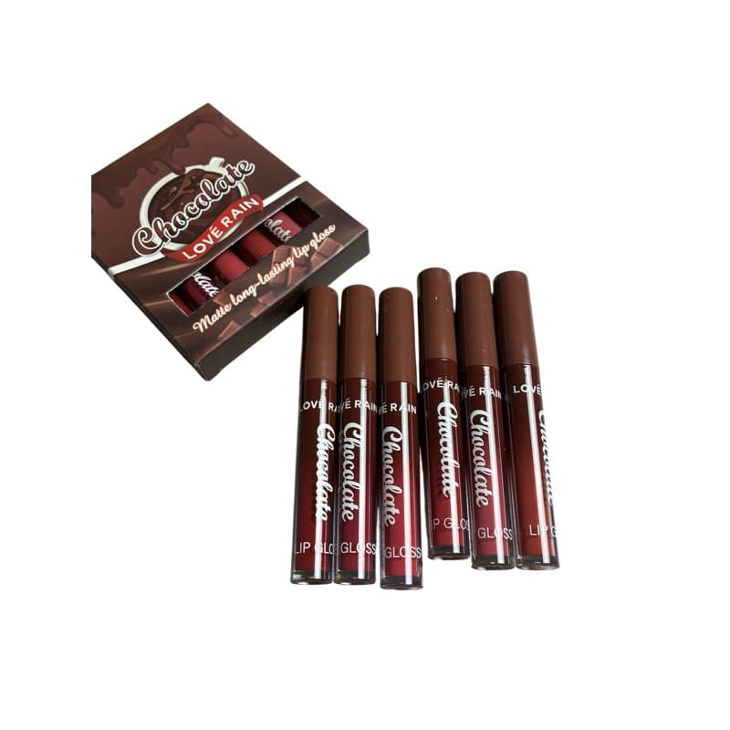 Kit Lip Gloss Matte Chocolate Love Rain LR-5745 | Gloss Labial Matte Efeito Aveludado
