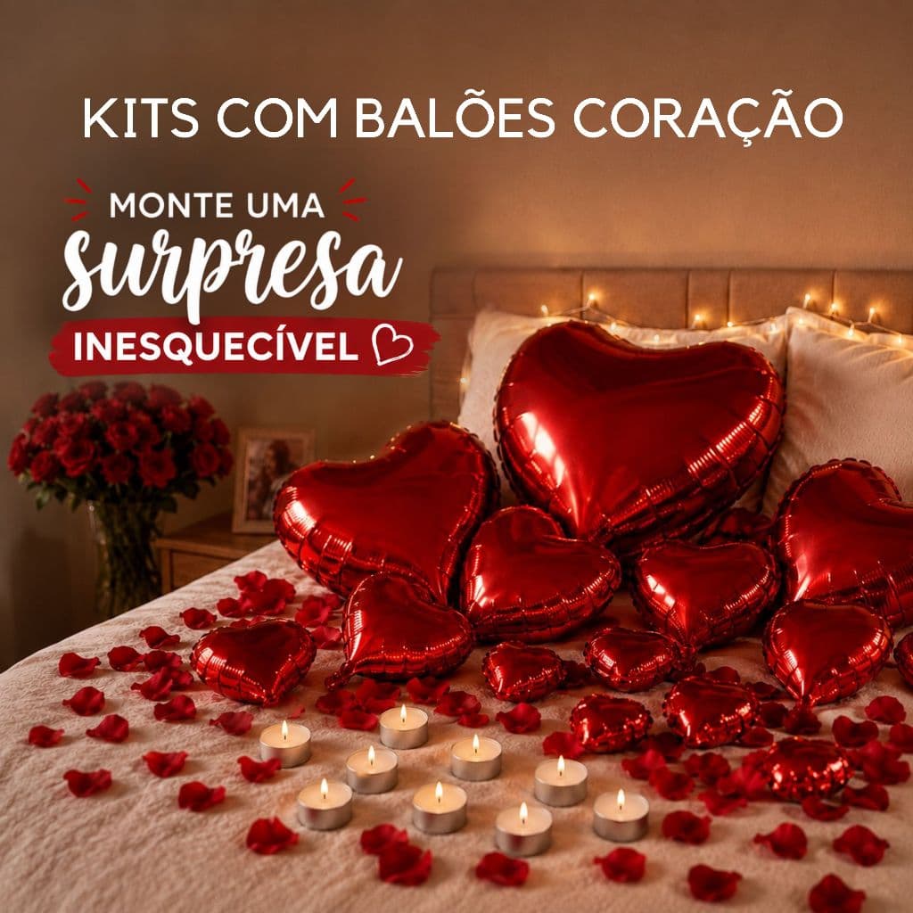 Kit surpresa romântica balões 45cm balão metalizado de coração pedido de namoro balao