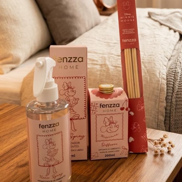 Kit Aromático para Casa cheirosa e bonita Fenzza Home Minnie Mouse – Difusor + Spray Home