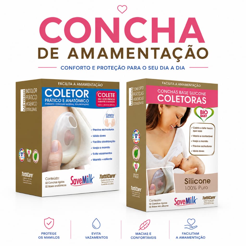 CONCHAS DE AMAMENTAÇÃO SAVEMILK - COLETOR DE LEITE MATERNO - AMAMENTAÇÃO - RIGIDA - ANATÔMICA - SILICONE