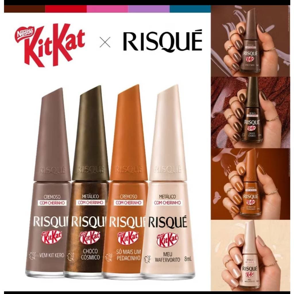 Kit Esmaltes Risqué KitKat Lançamento Esmalte Com Cheirinho De Chocolate Esmalte Atacado Oficial