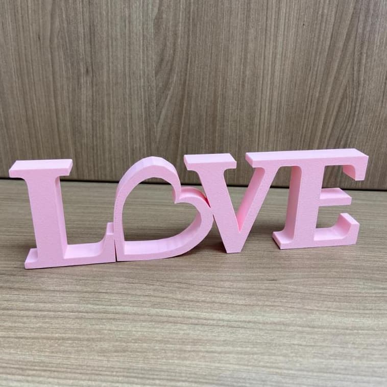 Placa Love Rosa Decorativa Romântica Feminina Decoração Sala Quarto Enfeite Love Mesa Prateleira