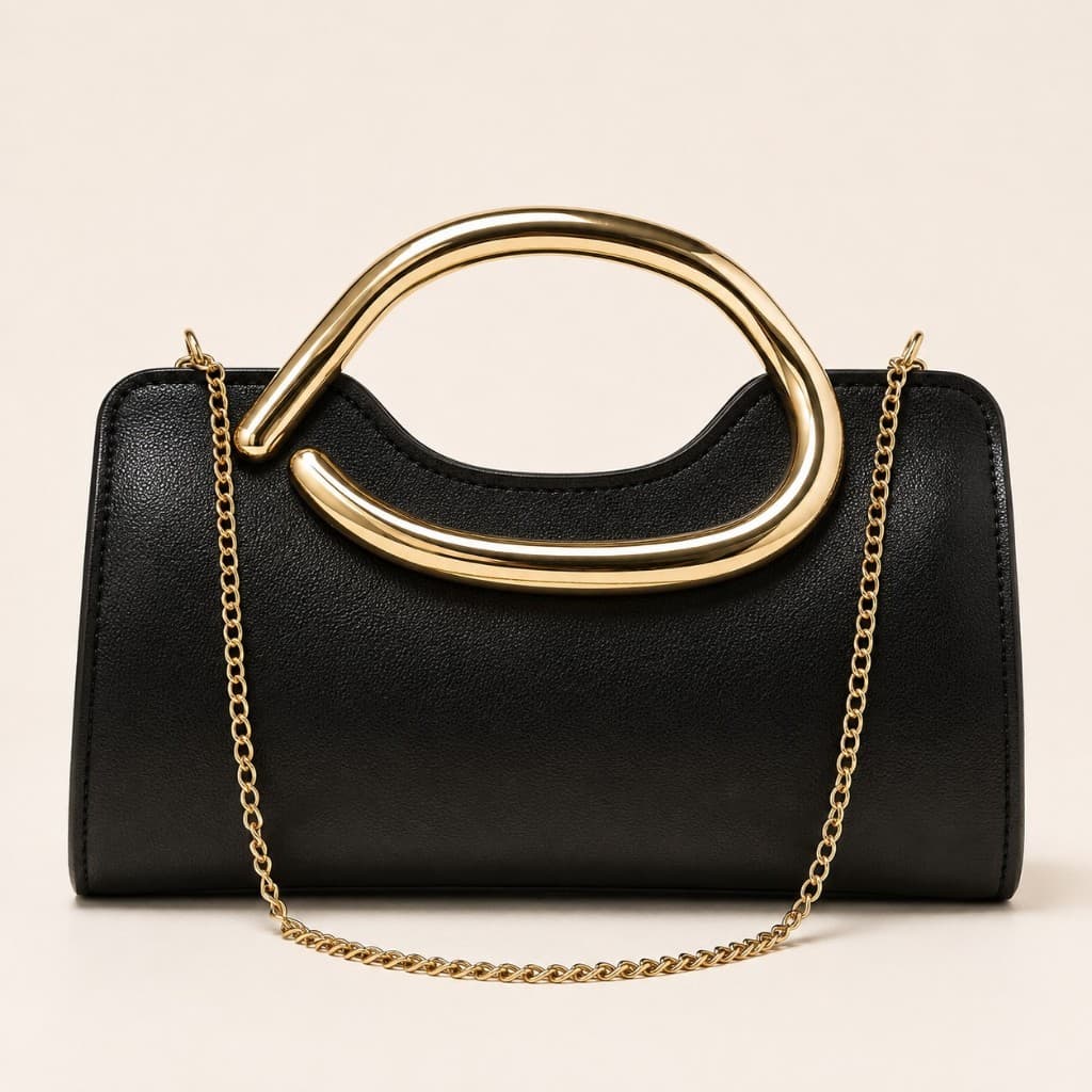 Bolsa Feminina Festa Clutch de Mão com Alça Dourada e Corrente para Casamento Evento