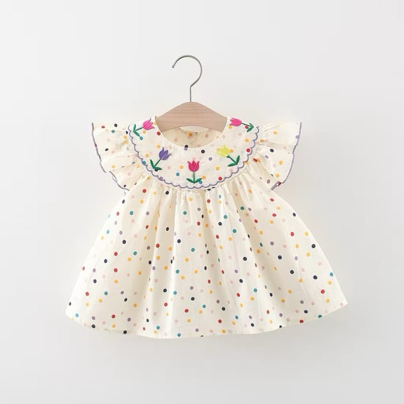 Vestido bebê modelo boneca bordado - Vestido infantil - Roupa de bebê