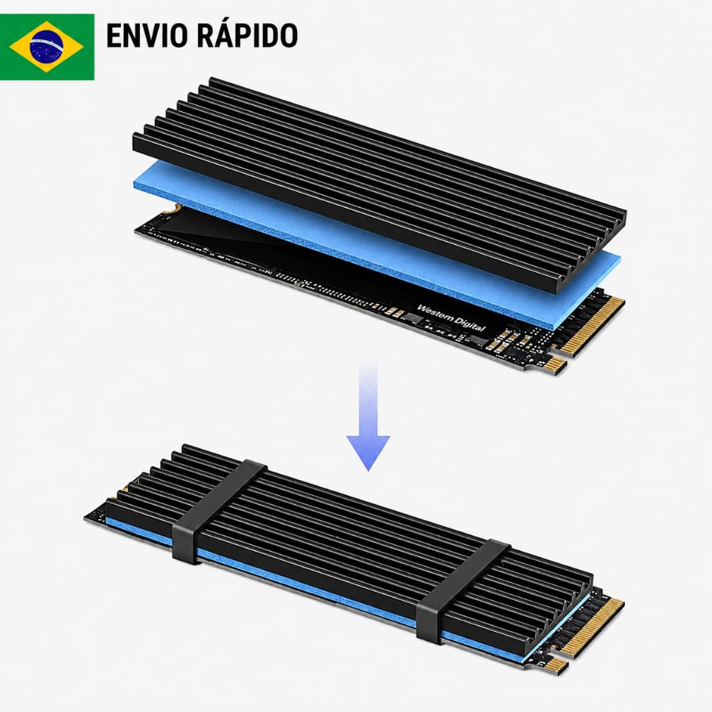 Dissipador de Calor de COBRE Para SSD NVME 2280 e Vídeo Game com Thermal Pad para SOBREAQUECIMENTO