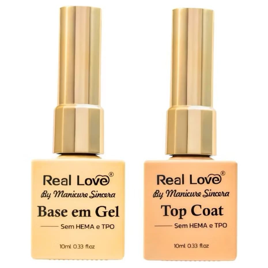Kit Top Coat + Base Coat By Manicure Sincera Real Love 10ml