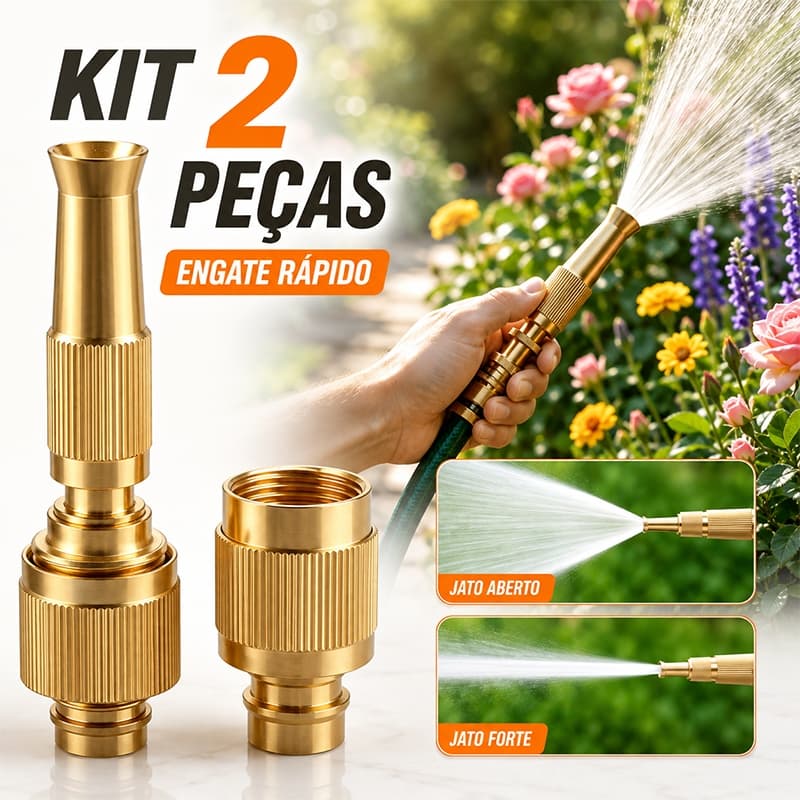 Bico Esguicho de Alta Pressão 1/2" para Mangueira com Conector Engate Rápido em Latão Jardim e Limpeza