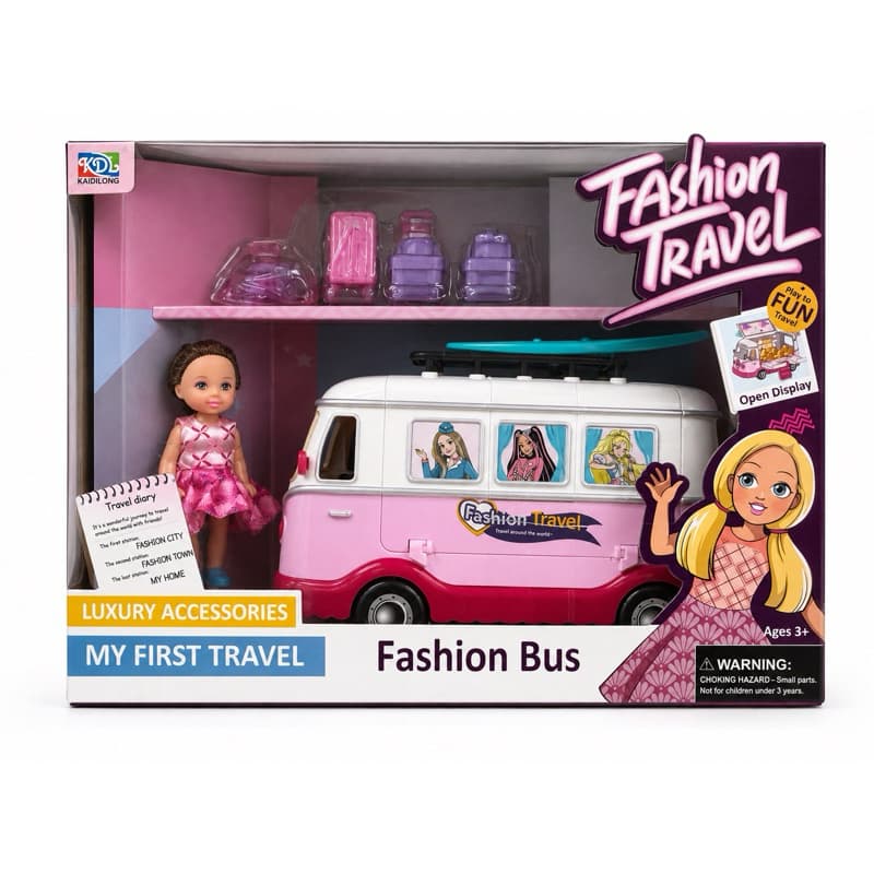 Ônibus Fashion Travel com Boneca e Acessórios de Viagem Infantil 3+