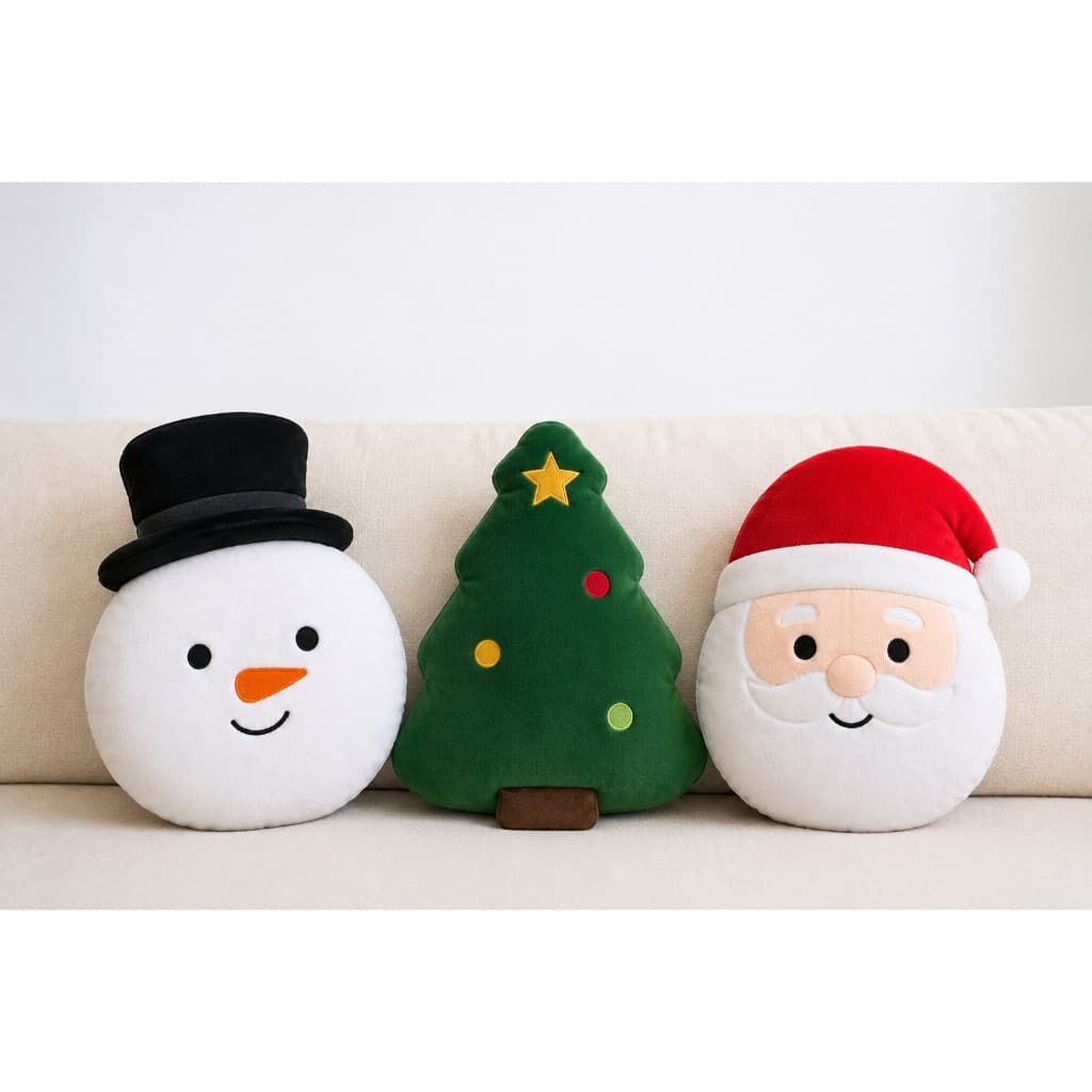 Kit 3 Almofadas Natalinas Decorativas Papai Noel Boneco de Neve Árvore de Natal Enfeite Decoração Natal