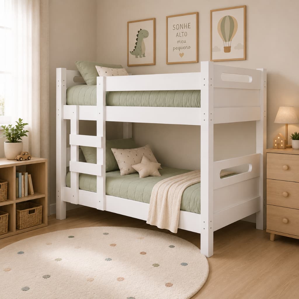 Beliche ou Treliche Jaspe MDF Reforçado –Transformável em Cama Solteiro - Ideal para Quartos Compactos