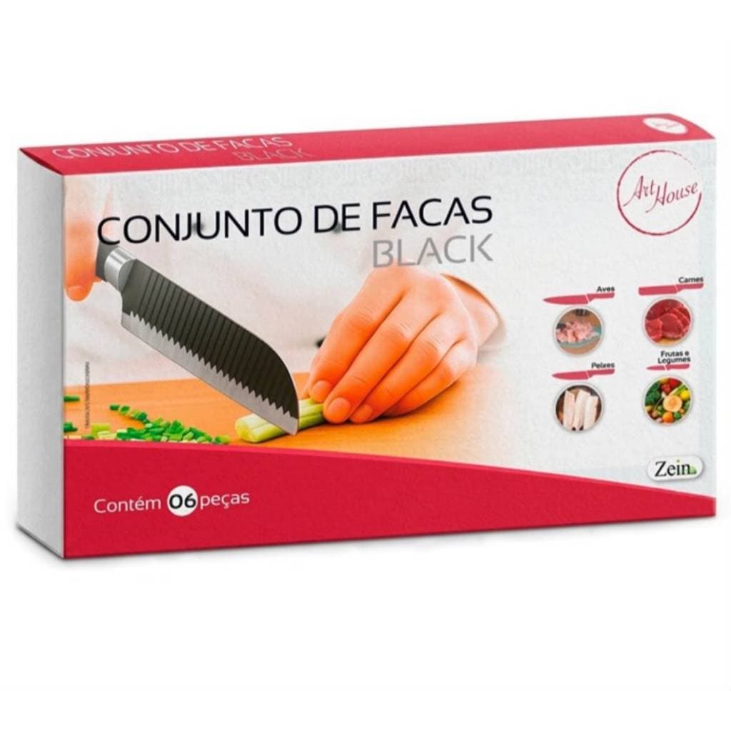 Conjunto de Facas 6 Peças para Cozinha com Faca Chef, Descascador de Legumes e Tesoura Culinária Versátil