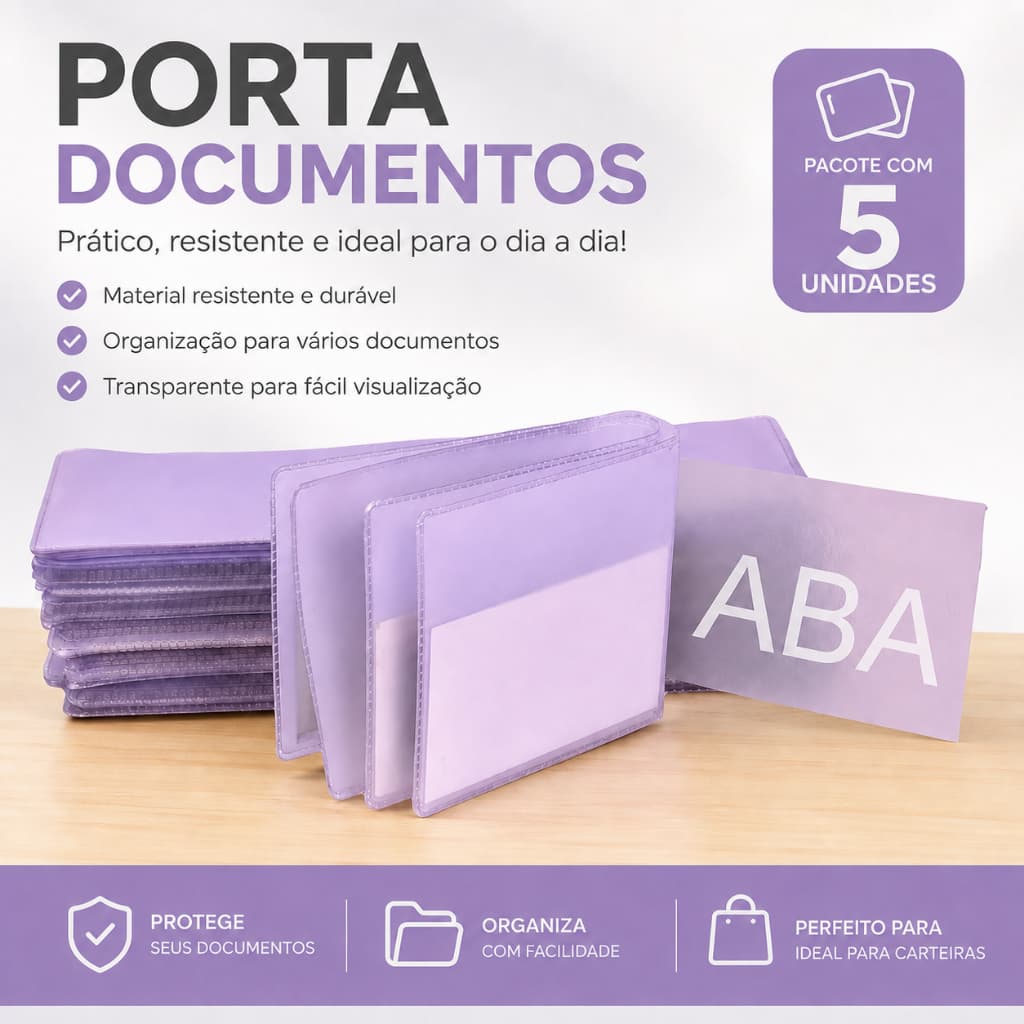 miolo de encaixe com aba para carteira social cabe documentos rg cnh 5 unidades