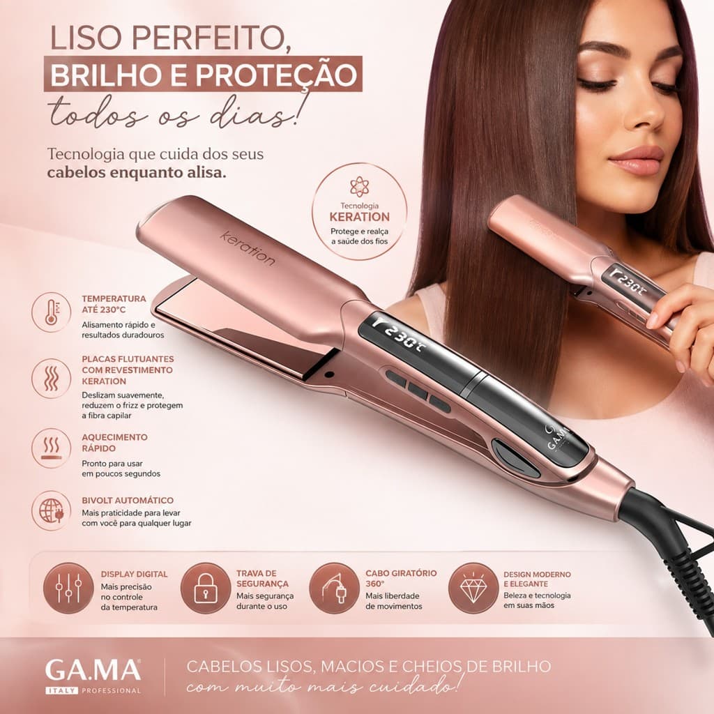 Prancha de Cabelo GA.MA X-Wide Keration Pro Bivolt
