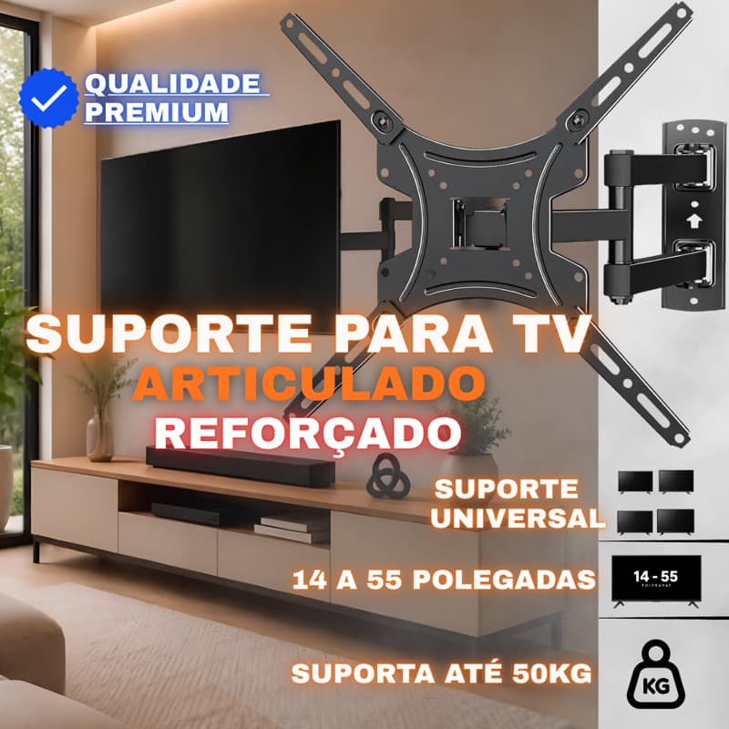 Suporte Tv Articulado 14 a 55 Polegadas Tri Articulação Universal Suporta 50Kg