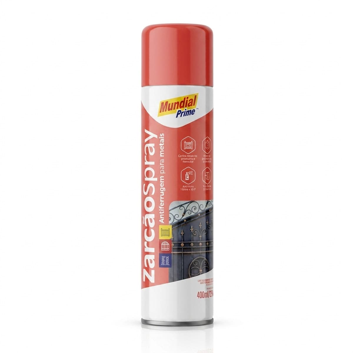 Zarcão Spray Mundial Prime Antiferrugem para Metais 400ml Base Protetora Contra Corrosão Antes da