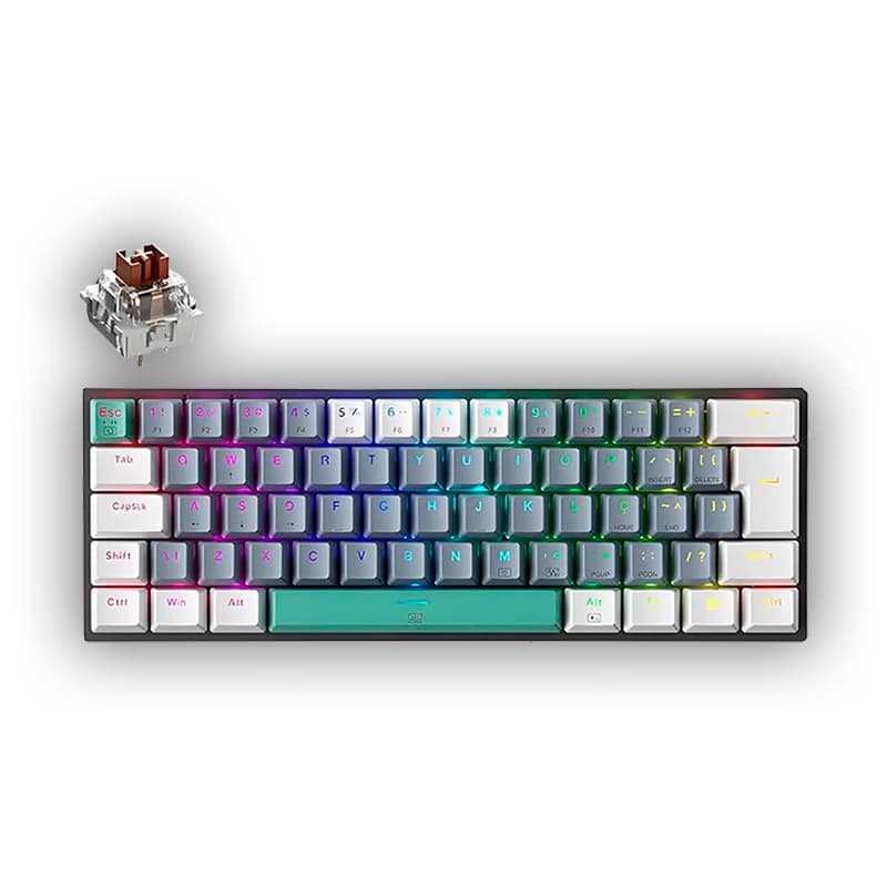 Teclado Mecânico Gamer 60% RGB Hot-Swap Machenike K500-B61 ABNT2 Global Lacrado Machenike Fabrica