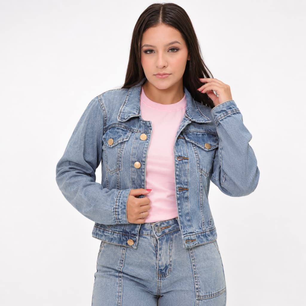 Jaqueta jeans marmorizada modinha 100% algodão roupa de menina 4 ao 16