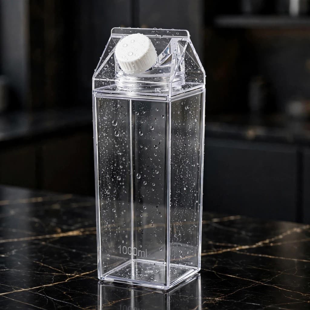 Garrafa 1 Litro Plástico Acrílico Transparente Multiuso Tampa Vedação 25,5cm