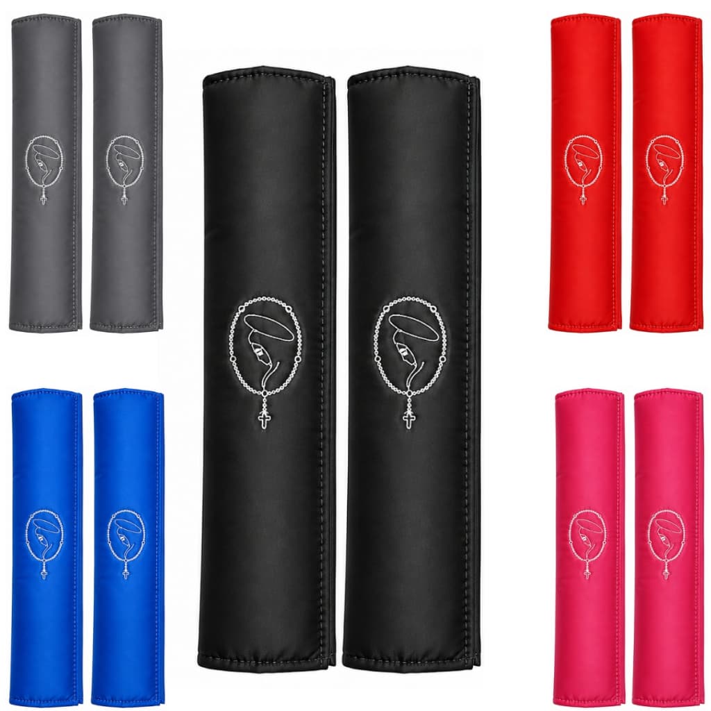2 Capa Almofada de Cinto Protetor para Carro Universal Bordado Terço