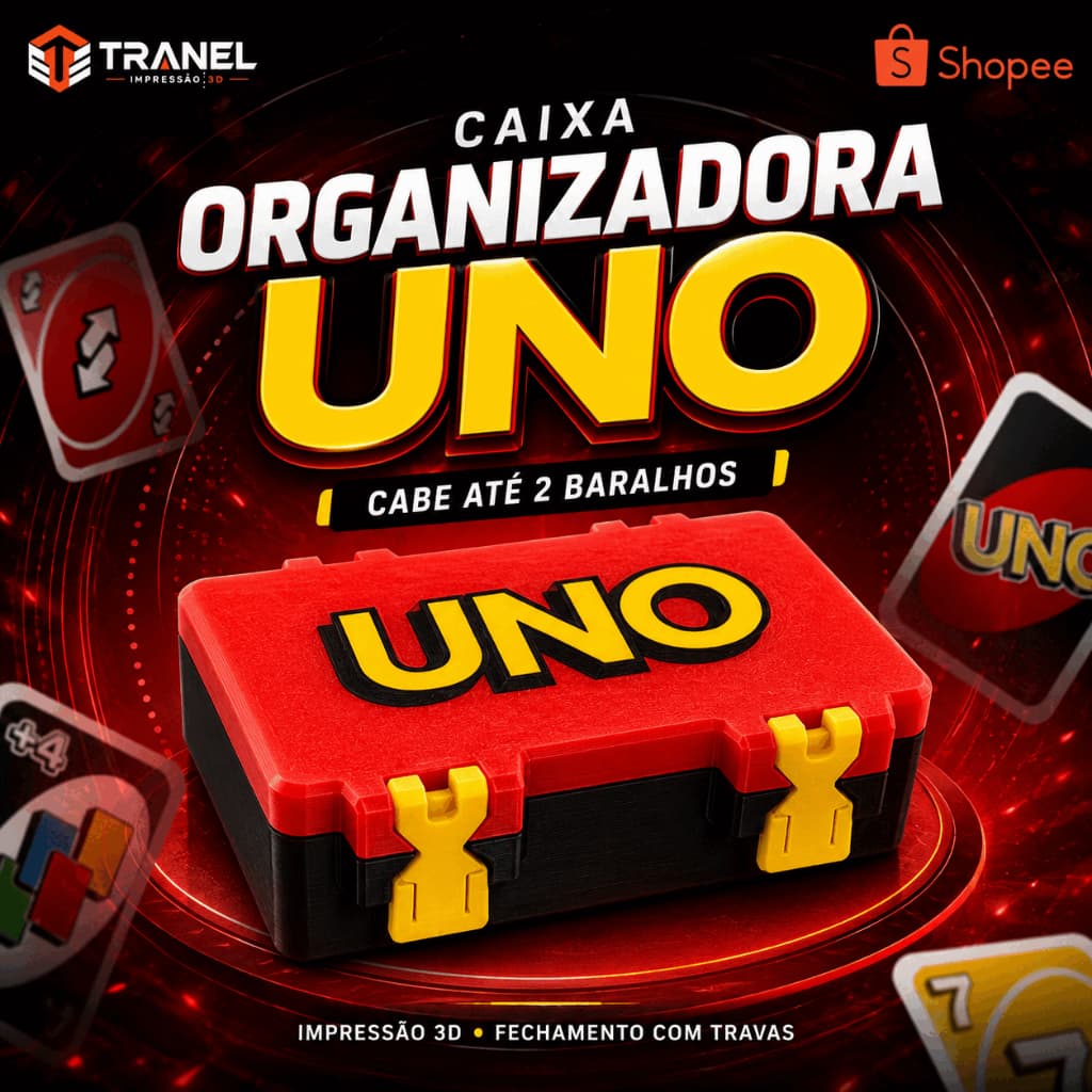 Caixa Jogo De Cartas Uno Original Box Protetor E Organizador Dia das Crianças Tranel