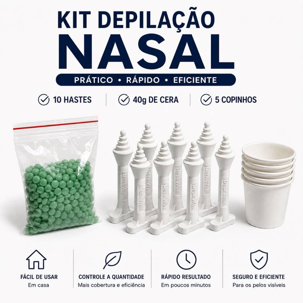 Kit Depilação Nasal com Cera Depilatória + Hastes Aplicadoras e Copinhos
