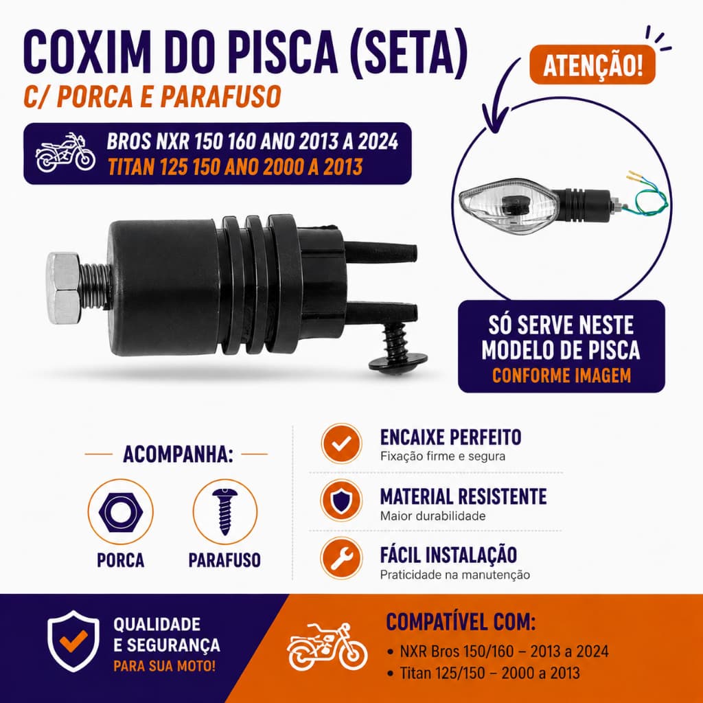 Coxim Pisca Seta C/ Porca e Parafuso Fan125 / Titan150 / CBX 250