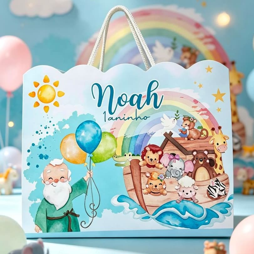 10 Sacolinhas Surpresas Personalizadas Arca de Noé / Pegue e Monte Envio Rápido festa infantil
